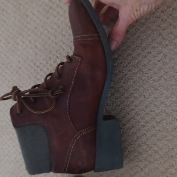 Sperry women Leather Laceup Ankle Boot collar gas padded canvas material 10M - Picture 5 of 11